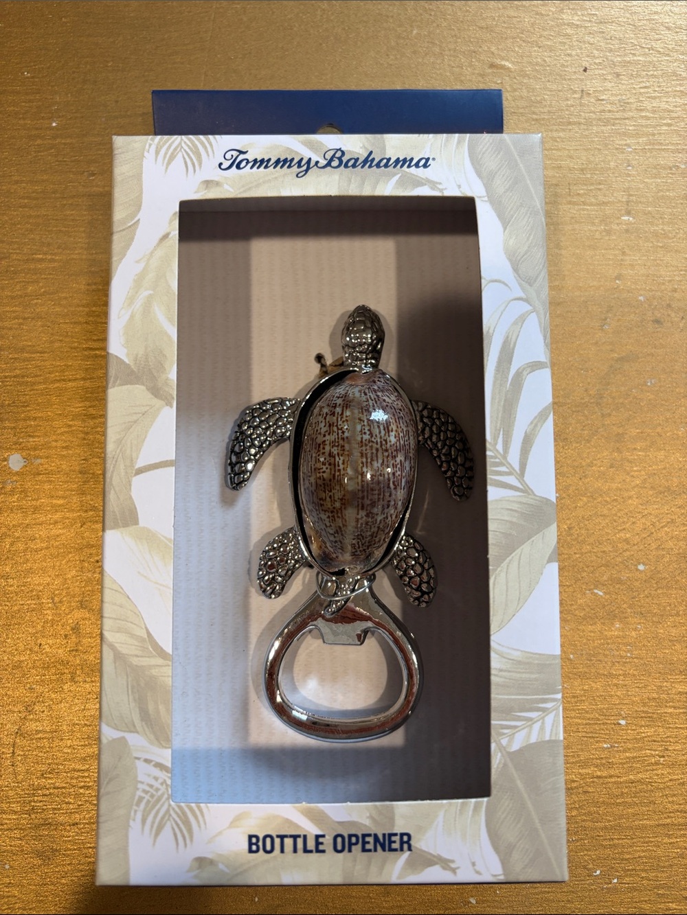 Tommy Bahama Silver Sea Turtle Bottle Opener with Brown Shell